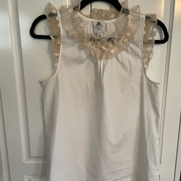 J. Crew Thomas Mason Blouse With Tulle Ruffle Trim 4. - Picture 1 of 6